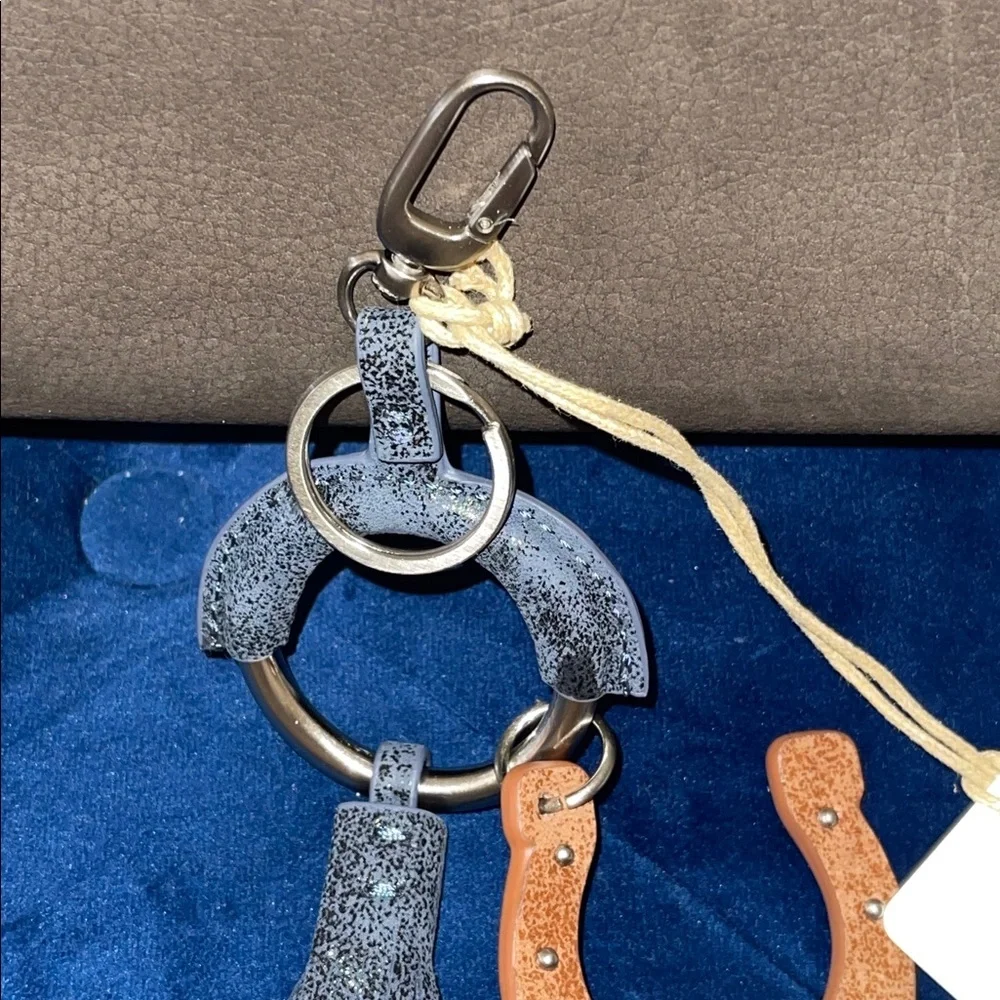 New HOBO LUCKY TASSEL FOB indigo sky Blue & Brown Horseshoe Keychain (Leather)!